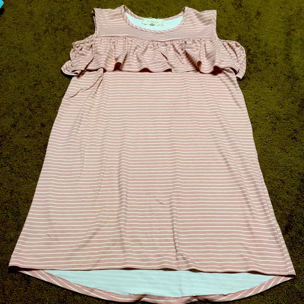 Sundress Girls size 12 pink & white striped EUC